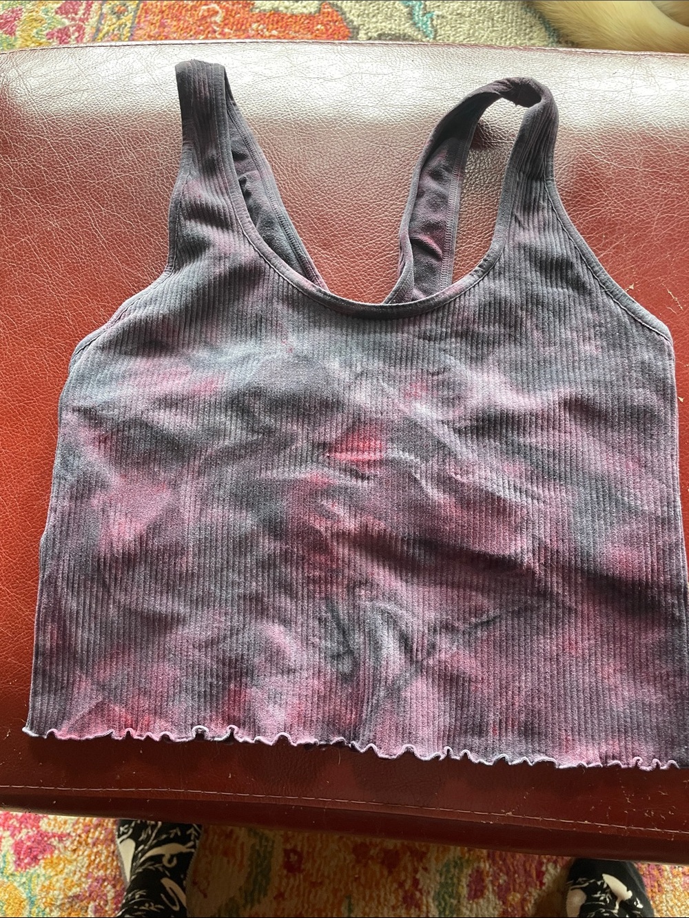 Spiritual Gangster Black & Pink Tie-Dye Crop Tank, Size L - Picture 1 of 6